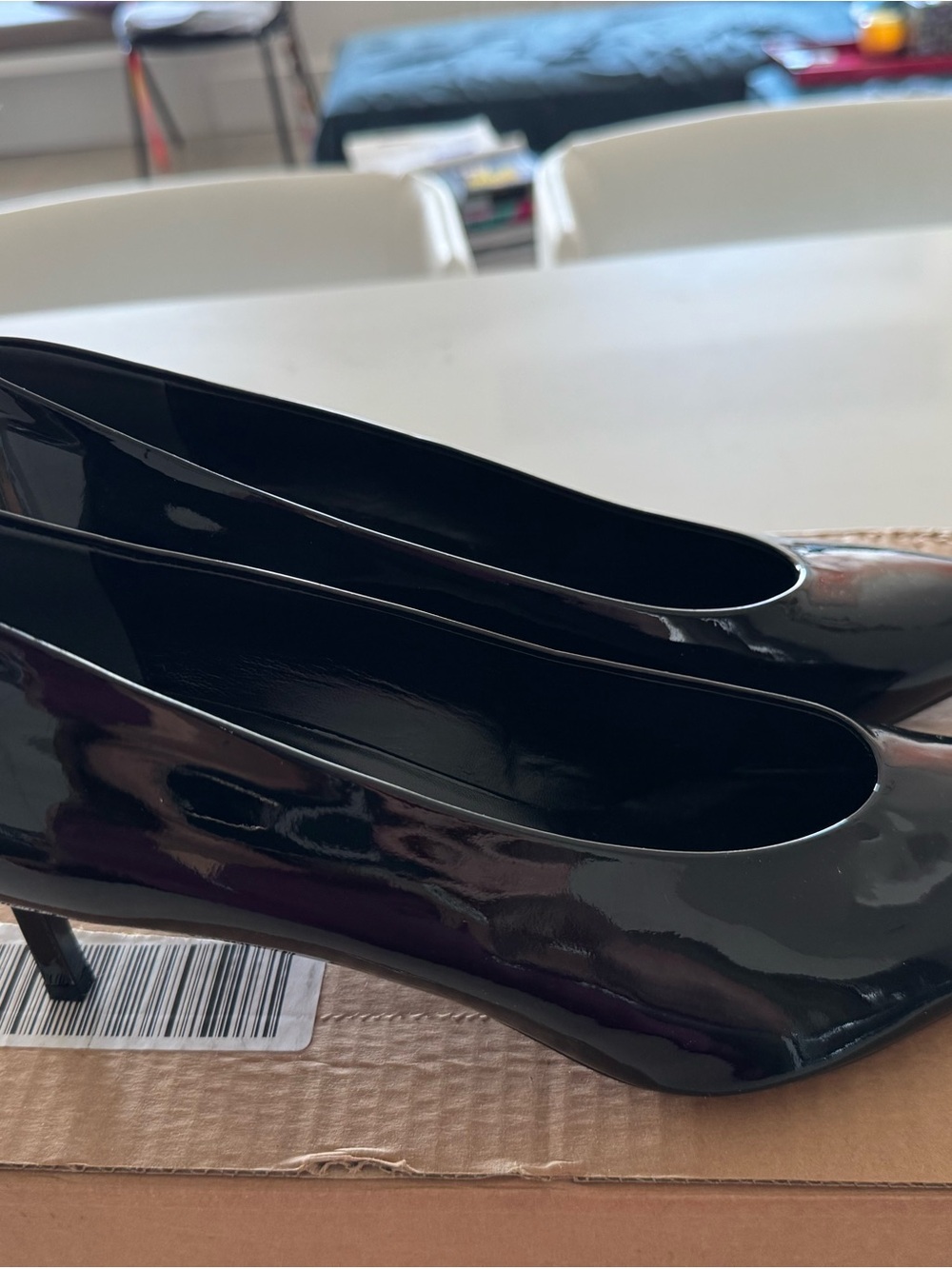 Via Spiga Black Patent Low Heel Pumps